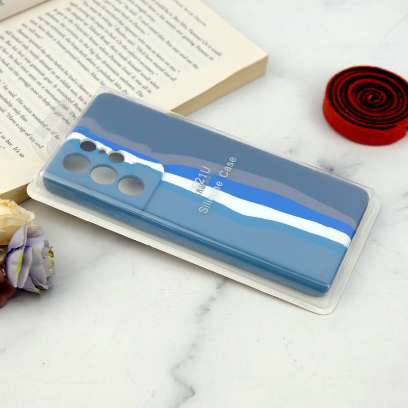 قاب محافظ لنزدار سیلیکونی اورجینال رنگین کمانی Samsung Galaxy S21 Ultra
