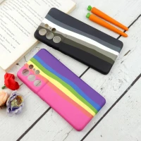 قاب محافظ لنزدار سیلیکونی رنگین کمانی Highcopy سامسونگ S21 Ultra