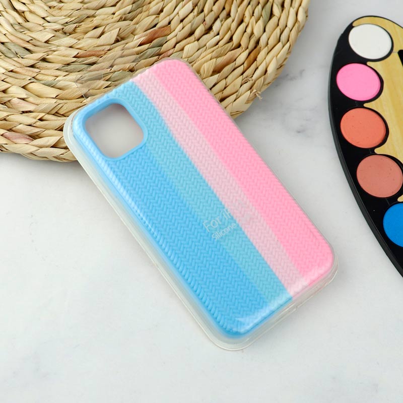 قاب سیلیکونی اورجینال رنگین کمانی طرح بافت iPhone 11