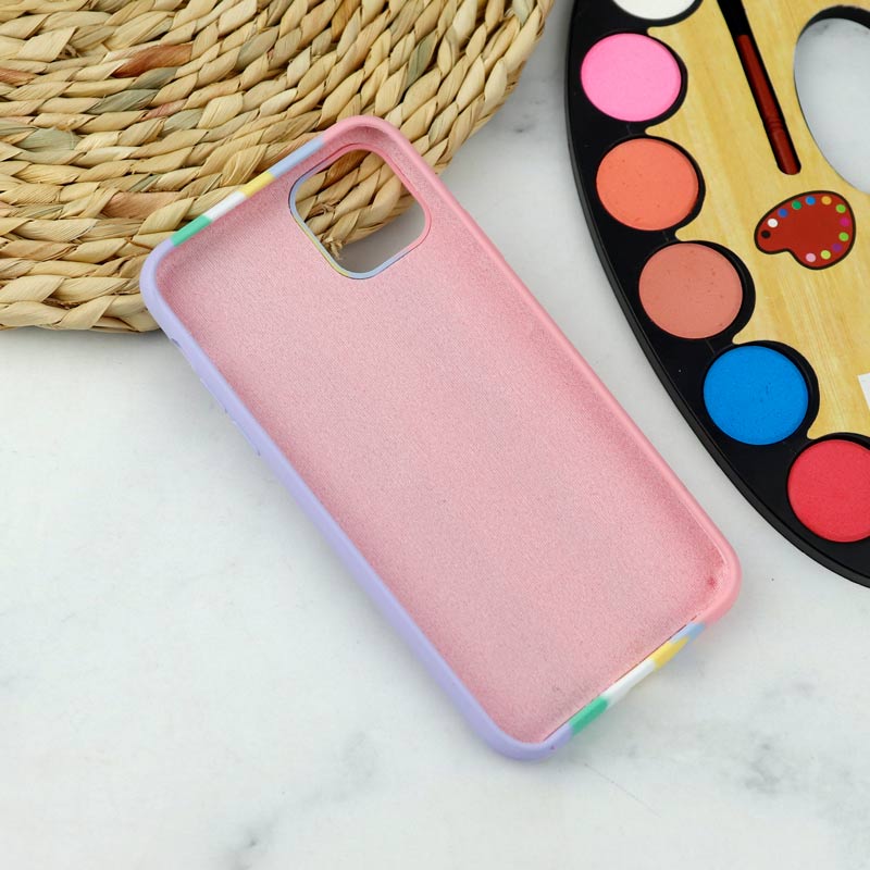 قاب سیلیکونی اورجینال رنگین کمانی طرح بافت iPhone 11 Pro Max