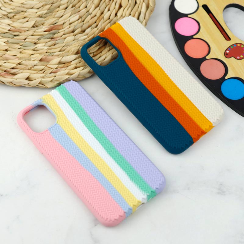 قاب سیلیکونی اورجینال رنگین کمانی طرح بافت iPhone 11 Pro Max