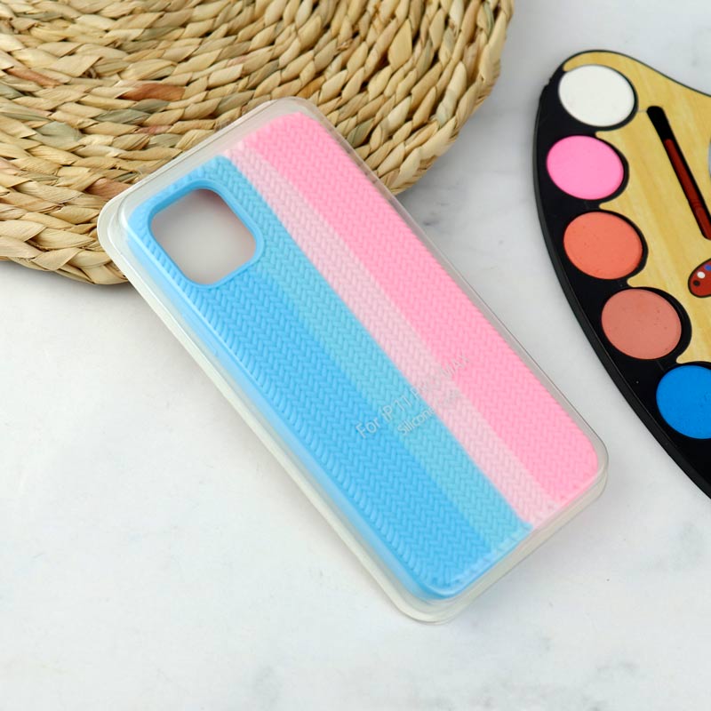 قاب سیلیکونی اورجینال رنگین کمانی طرح بافت iPhone 11 Pro Max