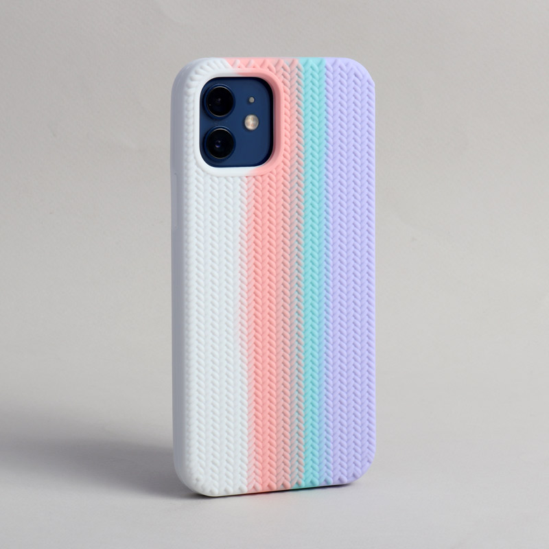 قاب سیلیکونی رنگین کمانی طرح بافت iPhone 12 / 12 Pro