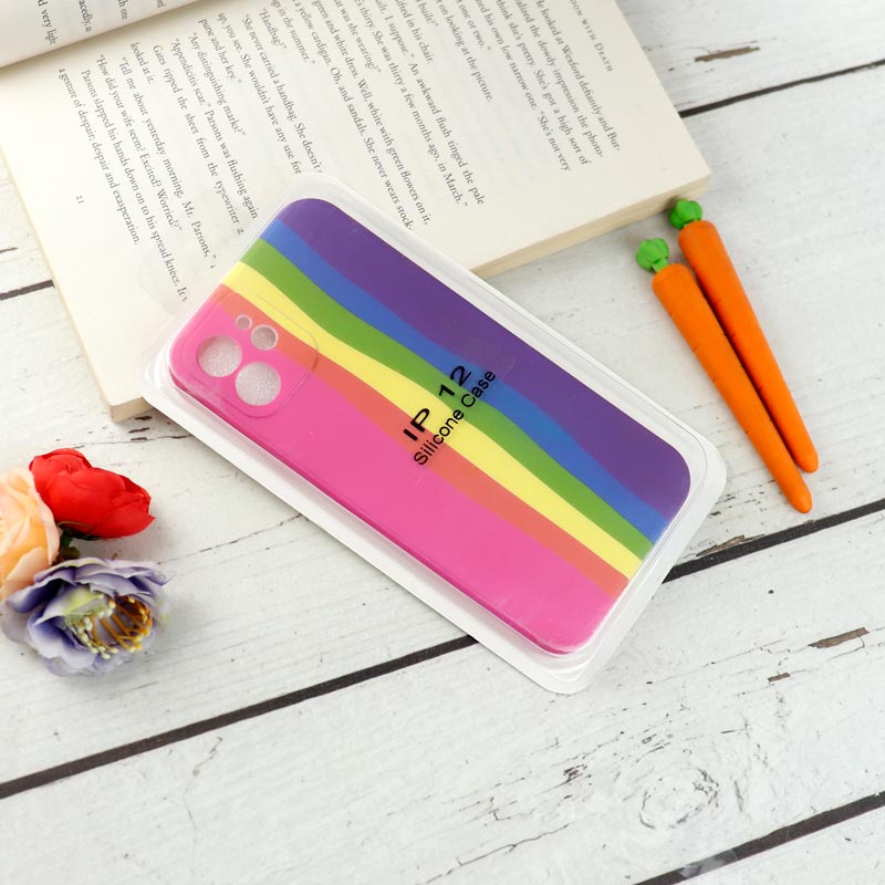 قاب محافظ لنزدار سیلیکونی رنگین کمانی Highcopy آیفون iPhone 12