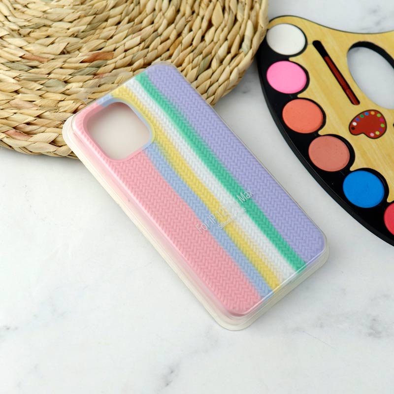 قاب سیلیکونی رنگین کمانی طرح بافت iPhone 12 Pro Max
