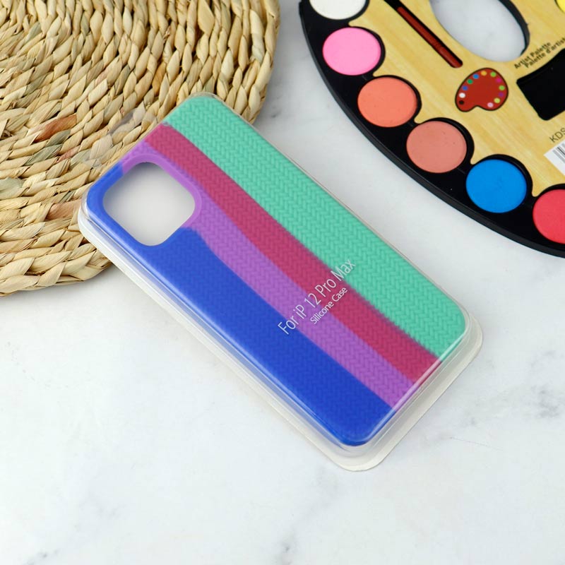 قاب سیلیکونی رنگین کمانی طرح بافت iPhone 12 Pro Max
