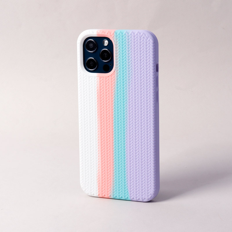 قاب سیلیکونی رنگین کمانی طرح بافت iPhone 12 Pro Max