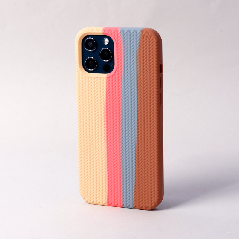 قاب سیلیکونی رنگین کمانی طرح بافت iPhone 12 Pro Max