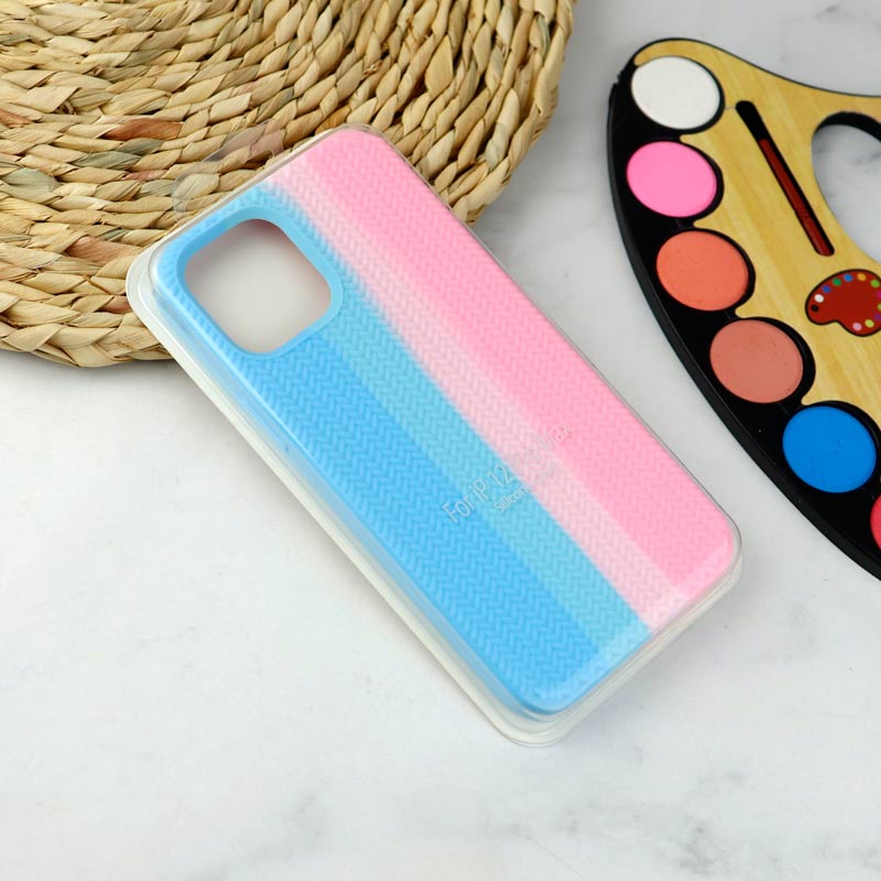 قاب سیلیکونی رنگین کمانی طرح بافت iPhone 12 Pro Max