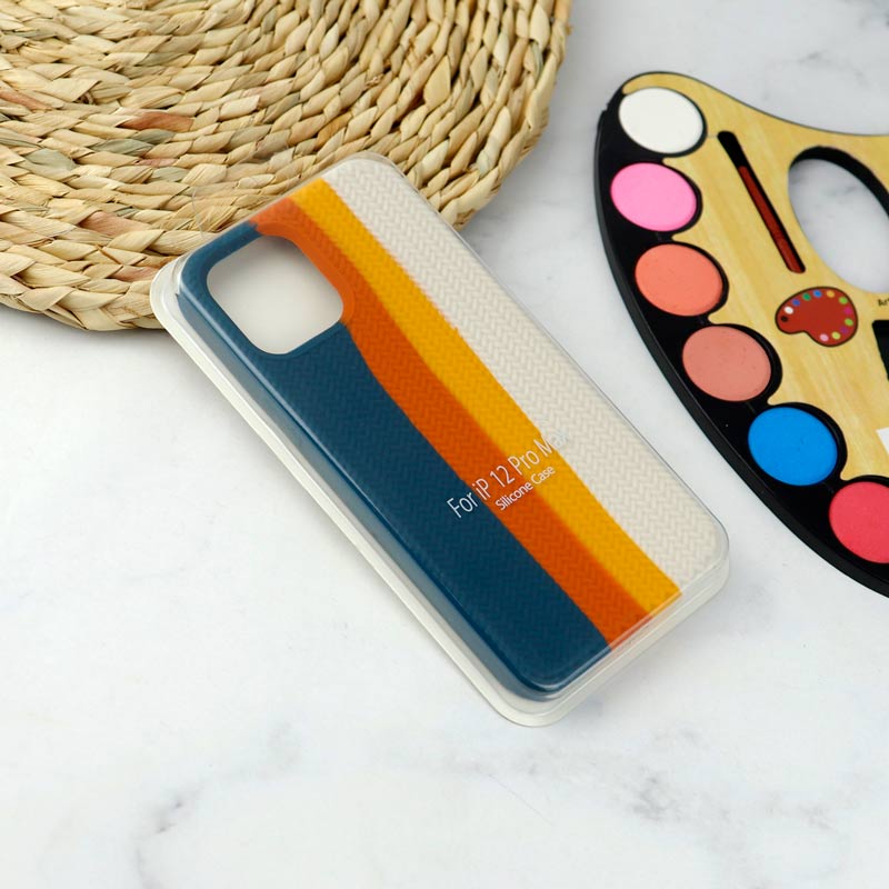 قاب سیلیکونی رنگین کمانی طرح بافت iPhone 12 Pro Max