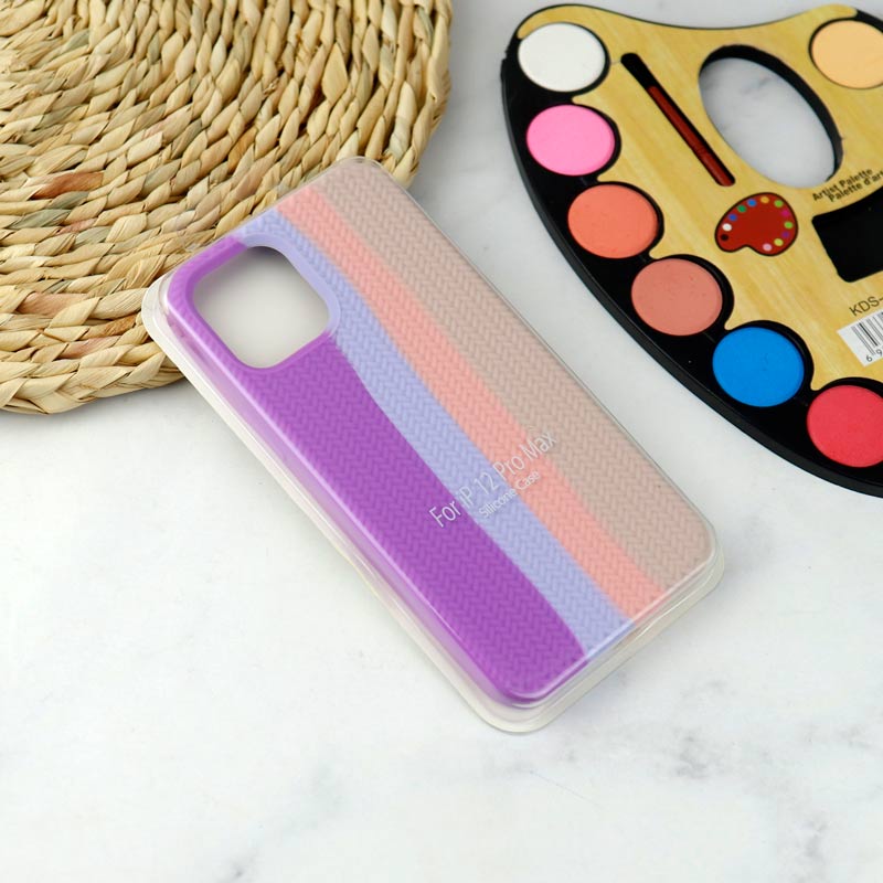 قاب سیلیکونی رنگین کمانی طرح بافت iPhone 12 Pro Max
