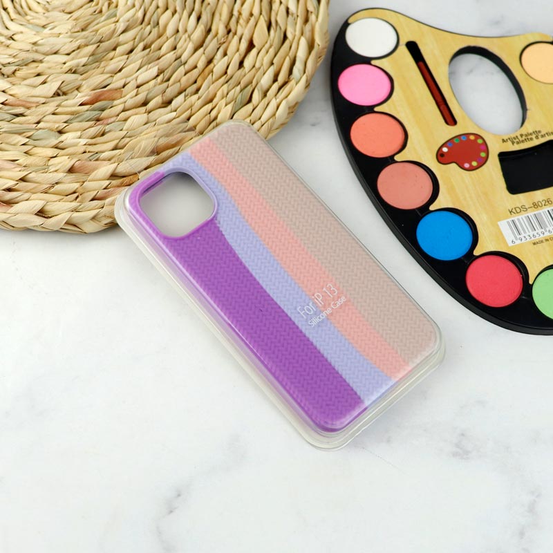 قاب سیلیکونی رنگین کمانی طرح بافت iPhone 13