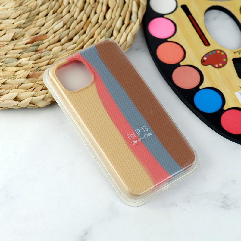 قاب سیلیکونی رنگین کمانی طرح بافت iPhone 13