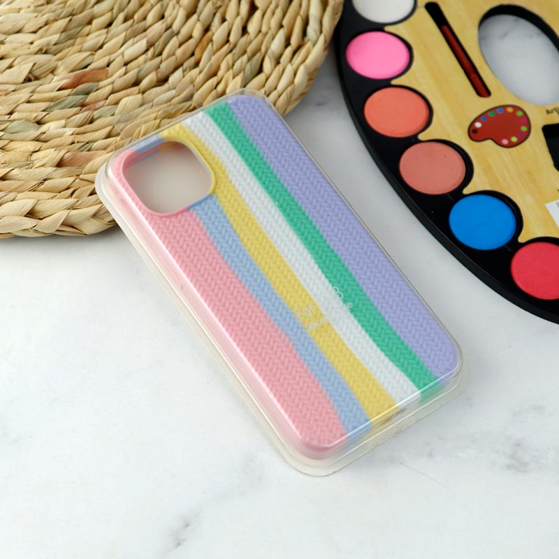 قاب سیلیکونی رنگین کمانی طرح بافت iPhone 13