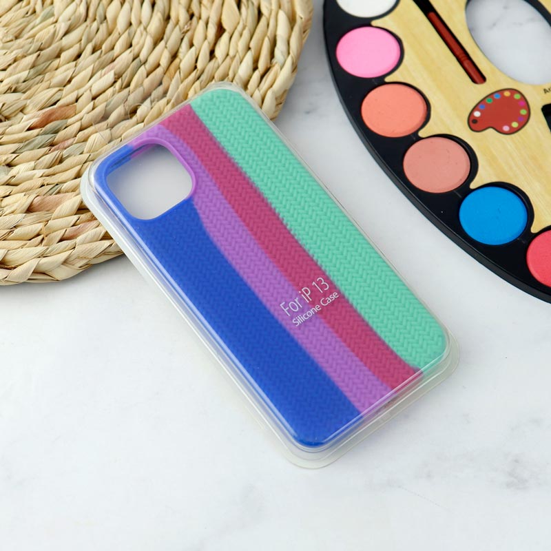 قاب سیلیکونی رنگین کمانی طرح بافت iPhone 13