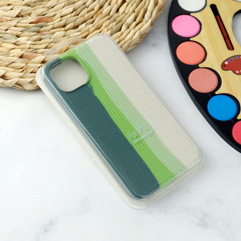 قاب سیلیکونی رنگین کمانی طرح بافت iPhone 13