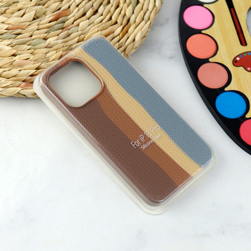 قاب سیلیکونی رنگین کمانی طرح بافت iPhone 13 Pro