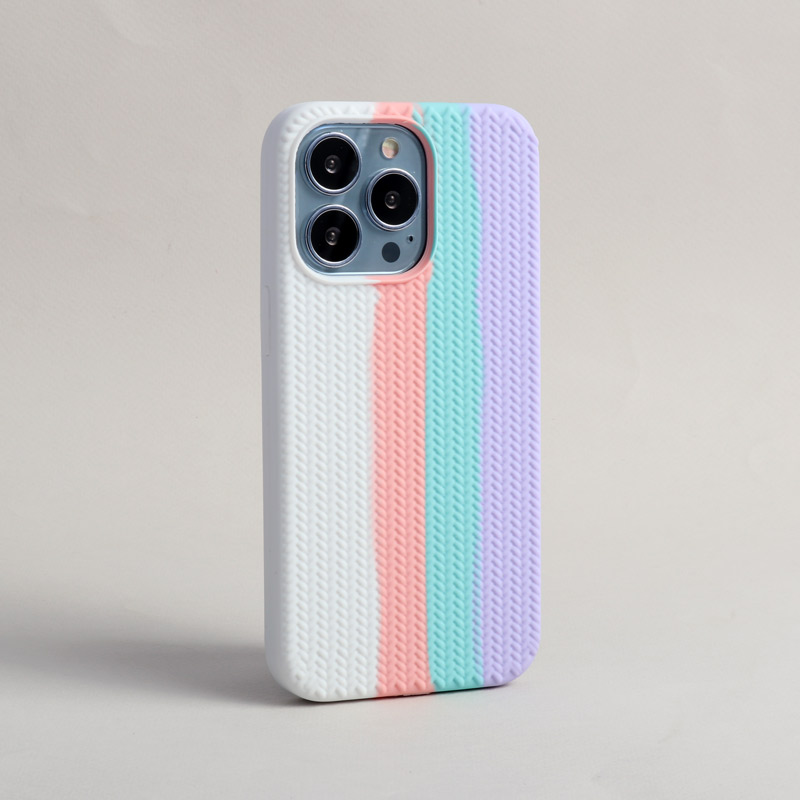 قاب سیلیکونی رنگین کمانی طرح بافت iPhone 13 Pro