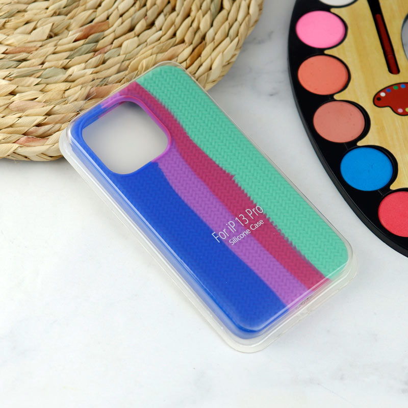 قاب سیلیکونی رنگین کمانی طرح بافت iPhone 13 Pro