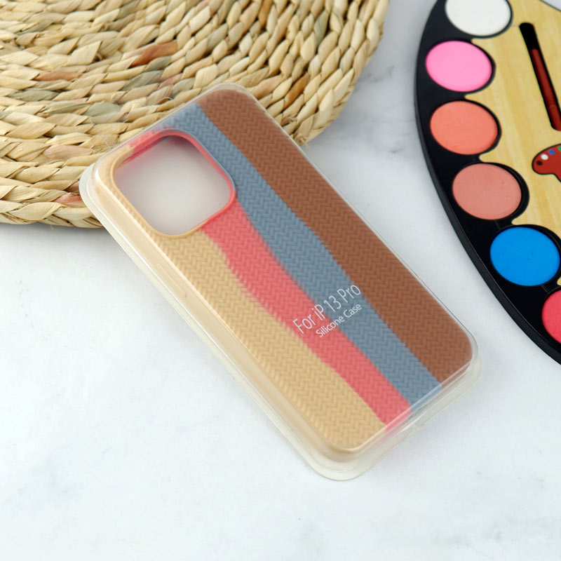 قاب سیلیکونی رنگین کمانی طرح بافت iPhone 13 Pro