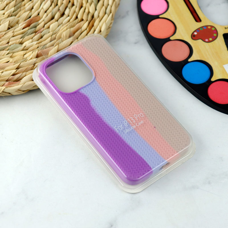 قاب سیلیکونی رنگین کمانی طرح بافت iPhone 13 Pro