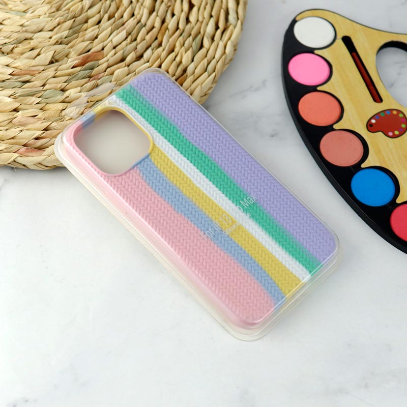 قاب سیلیکونی رنگین کمانی طرح بافت iPhone 13 Pro Max