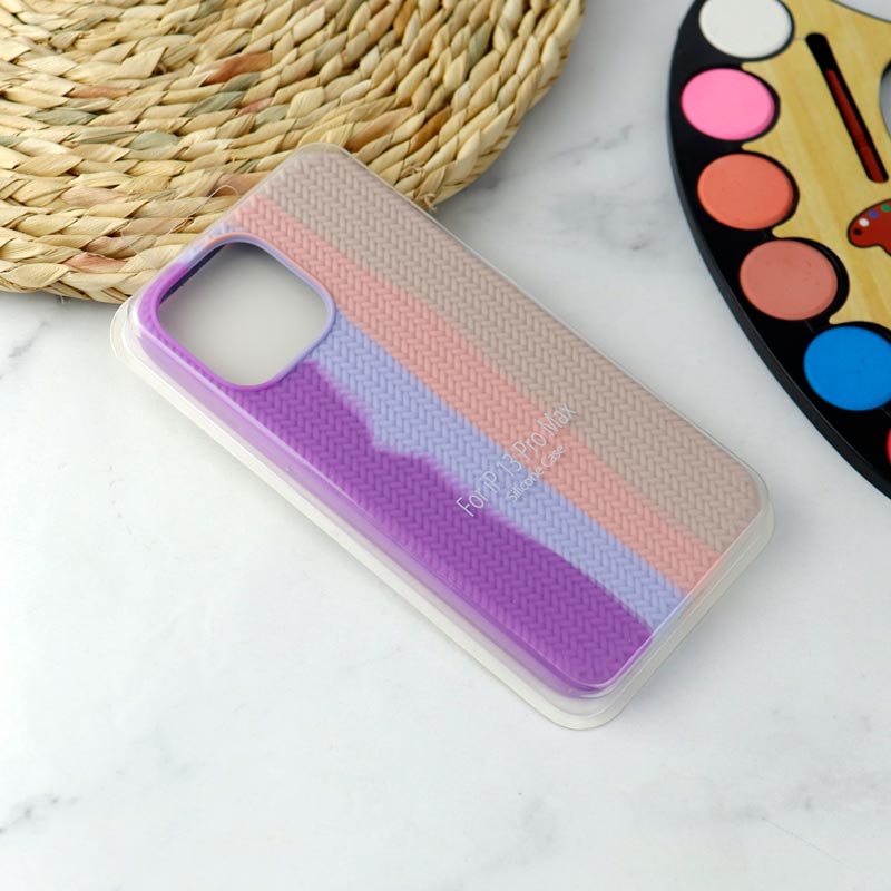 قاب سیلیکونی رنگین کمانی طرح بافت iPhone 13 Pro Max