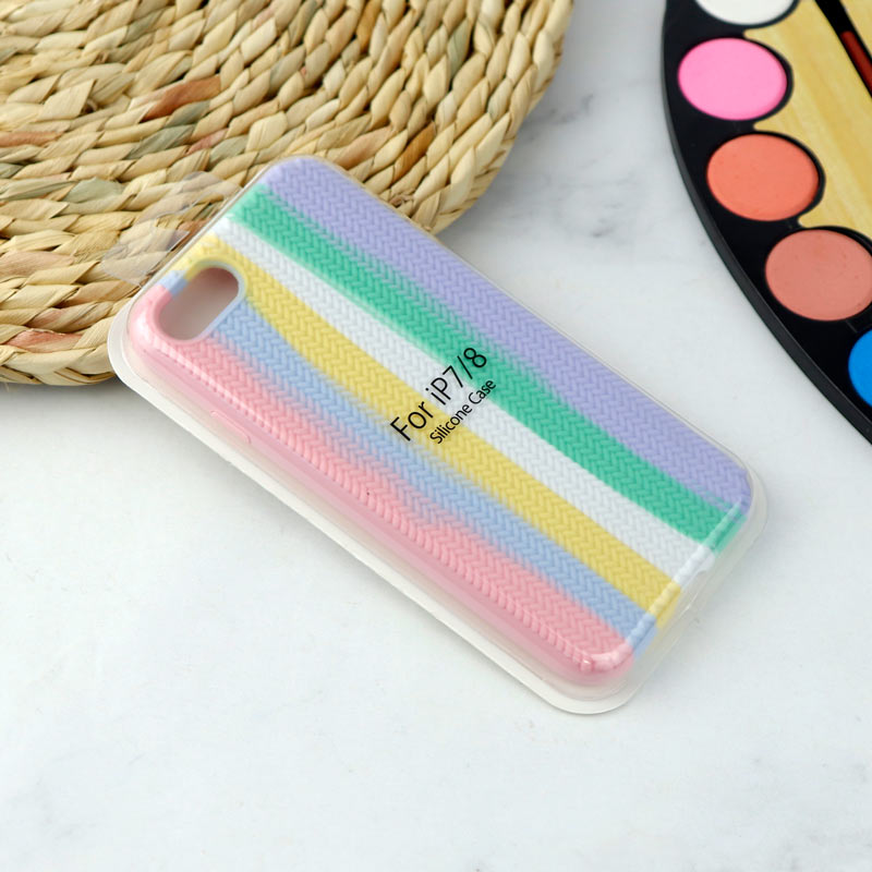 قاب سیلیکونی رنگین کمانی طرح بافت iPhone 7 / 8 / SE 2020