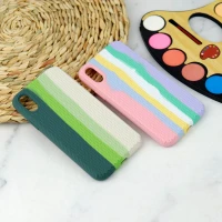 قاب سیلیکونی اورجینال رنگین کمانی طرح بافت iPhone X/XS