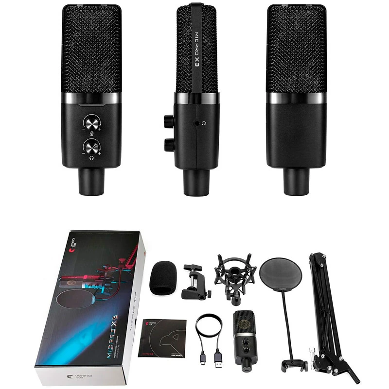 میکروفون کندانسور و پایه لرزشگیر Yanmai MicPro X3 + پاپ فیلتر