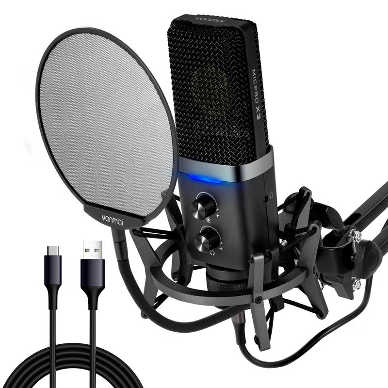 میکروفون کندانسور و پایه لرزشگیر Yanmai MicPro X3 + پاپ فیلتر