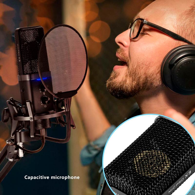 میکروفون کندانسور و پایه لرزشگیر Yanmai MicPro X3 + پاپ فیلتر