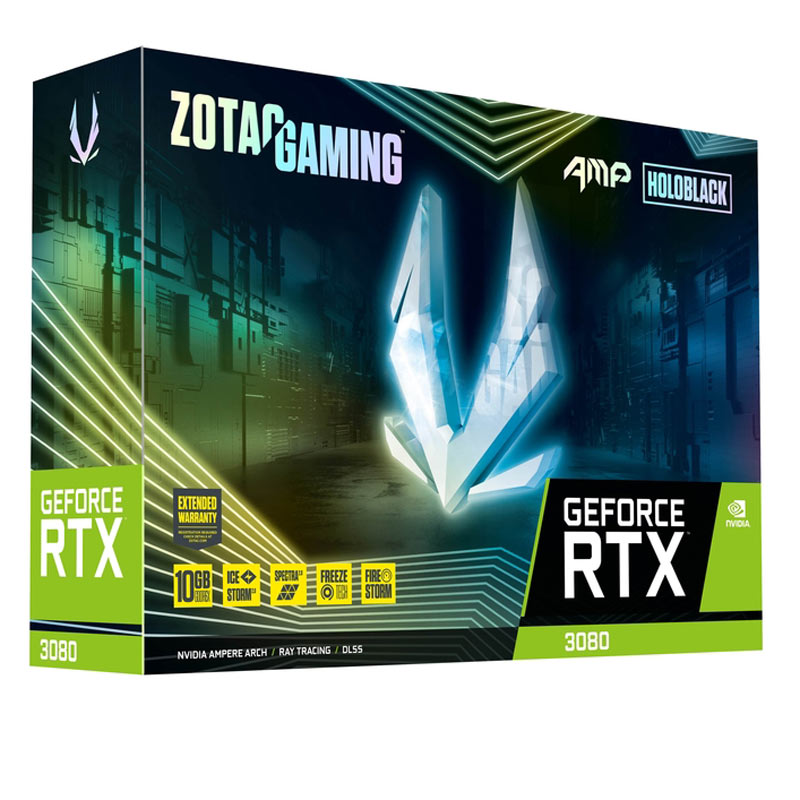 کارت گرافیک Zotac GeForce RTX3080 AMP Holoblack 10GB GDDR6X 320Bit
