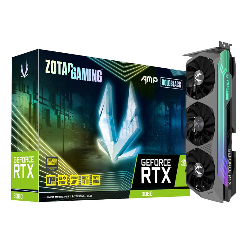 کارت گرافیک Zotac GeForce RTX3080 AMP Holoblack 10GB GDDR6X 320Bit