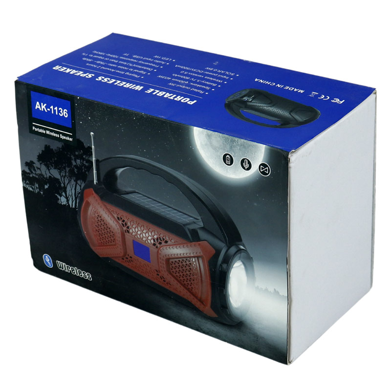 اسپیکر بلوتوثی رم و فلش خور خورشیدی AK-1136