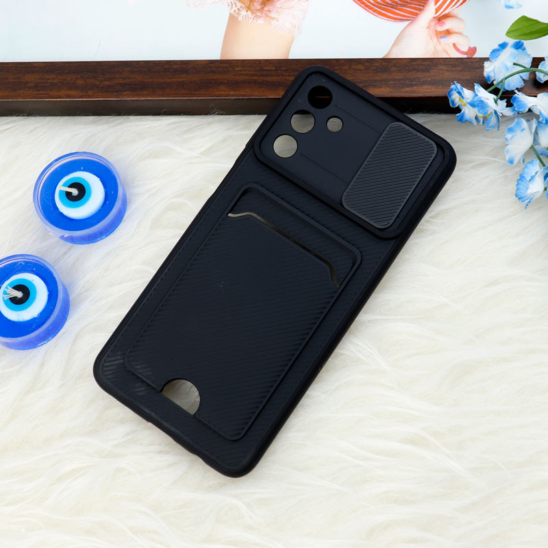 قاب ضد ضربه جاکارتی دار محافظ لنز کشویی کلاسیک Samsung Galaxy A13 مشکی