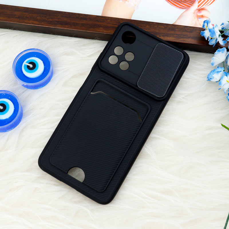 قاب ضد ضربه جاکارتی دار محافظ لنز کشویی کلاسیک Xiaomi Redmi Note 11 Pro مشکی