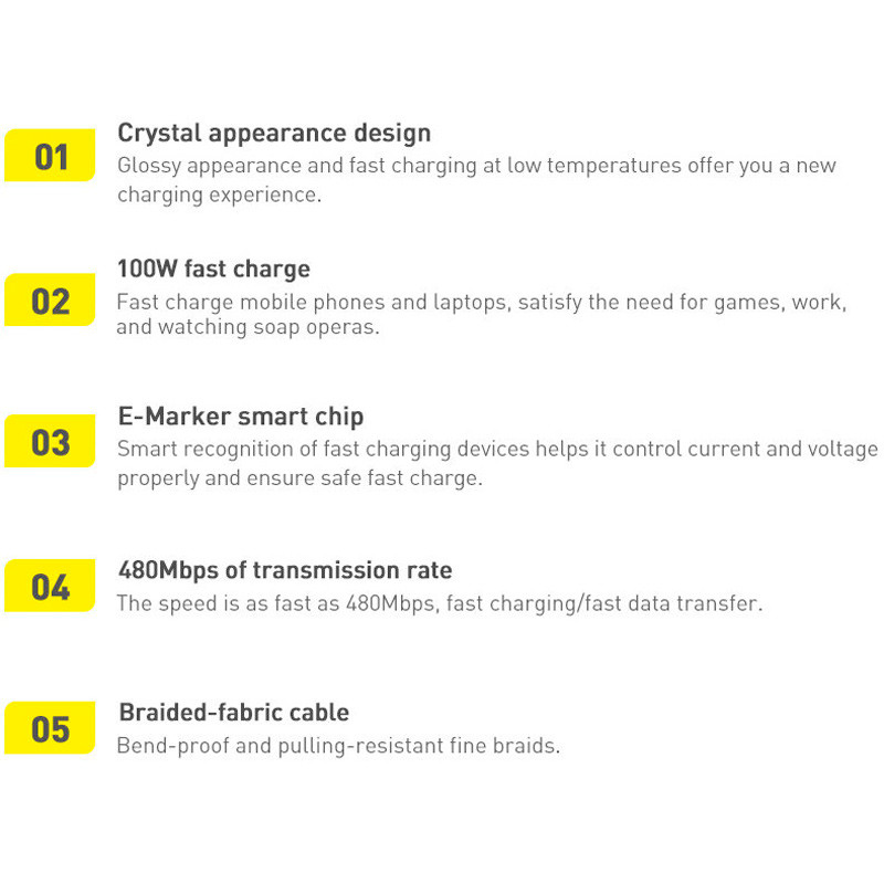 کابل تبدیل فست شارژ Baseus CAJY00070 Type-C to Type-C 5A PD 100W 2m