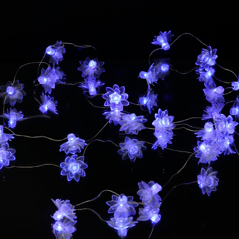 ریسه مفتولی طرح گل شفاف USB آبی ۳٫۱ متری