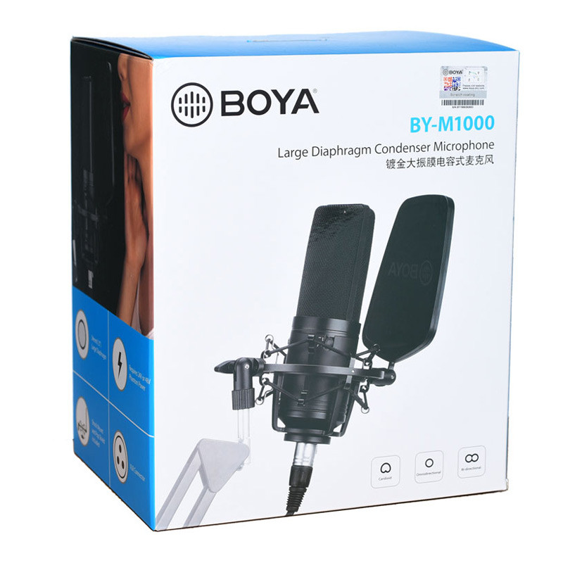 میکروفون کندانسور Boya BY-M1000 + پاپ فیلتر