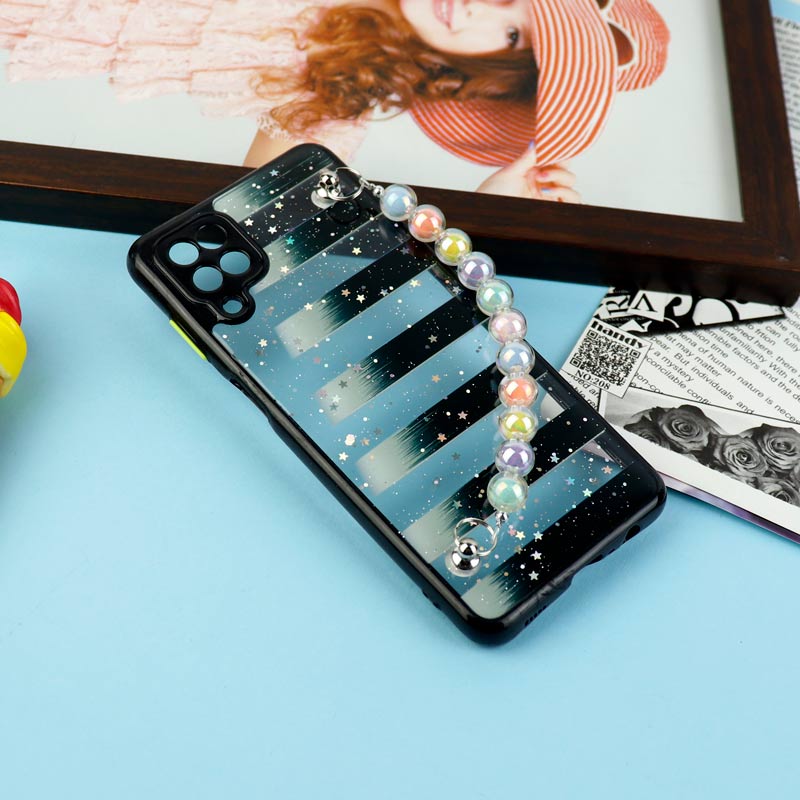 قاب فانتزی بند مرواریدی محافظ لنزدار Samsung Galaxy A12
