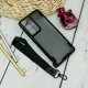 قاب PC Carbon محافظ لنز دار + بند آویز Samsung Galaxy S21 Ultra