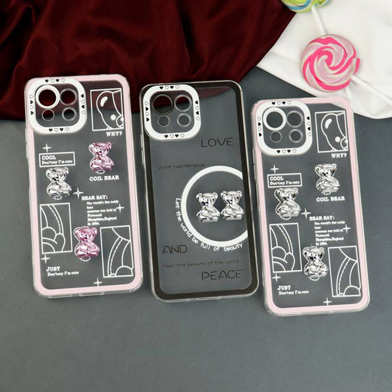 قاب عروسکی خرس نقره ای محافظ لنزدار Xiaomi Mi 11 Lite
