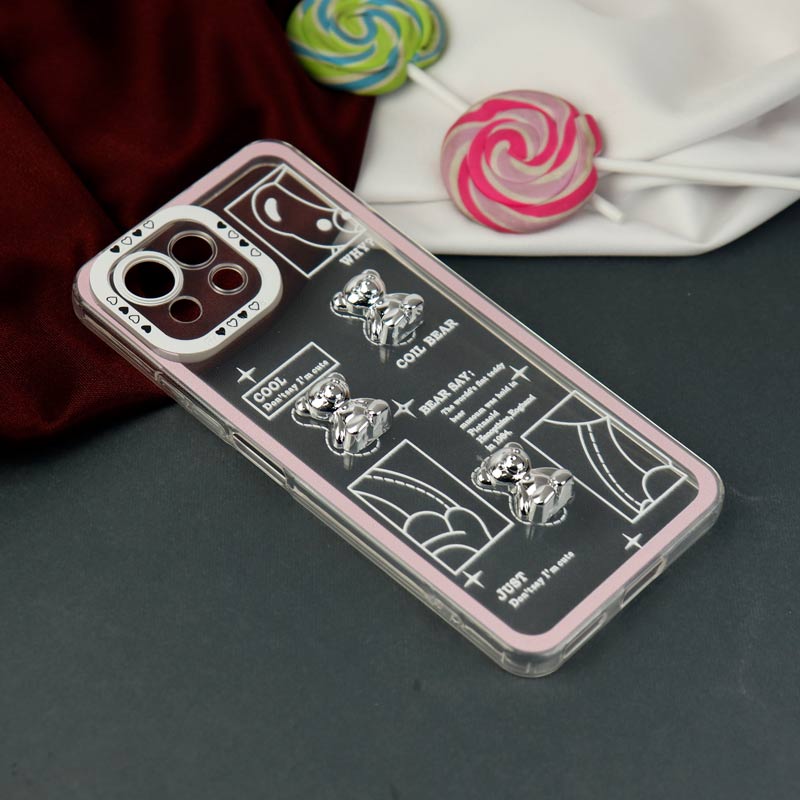 قاب عروسکی خرس نقره ای محافظ لنزدار Xiaomi Mi 11 Lite
