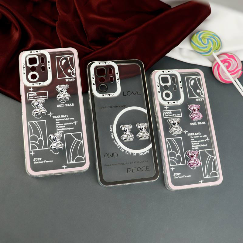 قاب عروسکی خرس نقره ای محافظ لنزدار Xiaomi Poco X3 GT