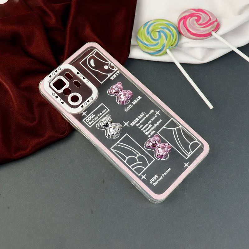 قاب عروسکی خرس نقره ای محافظ لنزدار Xiaomi Poco X3 GT