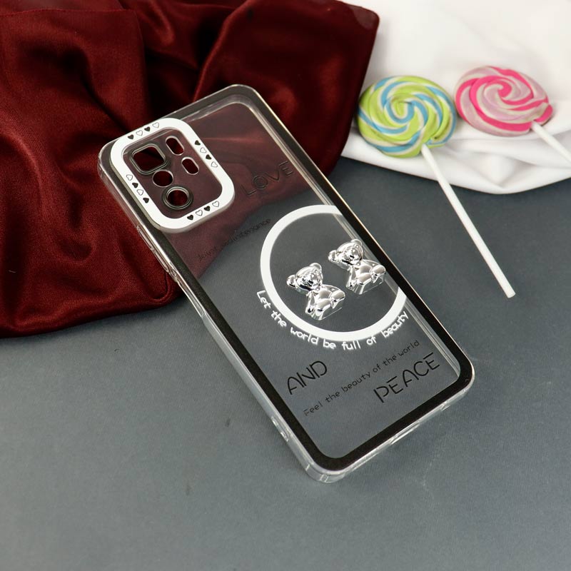 قاب عروسکی خرس نقره ای محافظ لنزدار Xiaomi Poco X3 GT