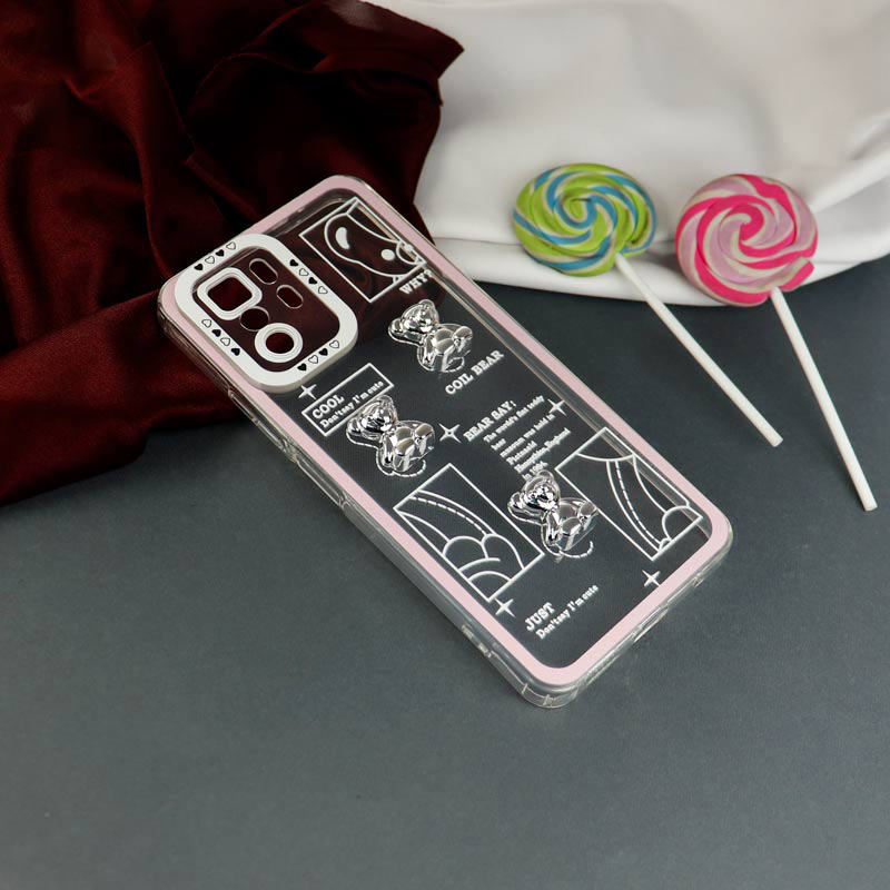قاب عروسکی خرس نقره ای محافظ لنزدار Xiaomi Poco X3 GT