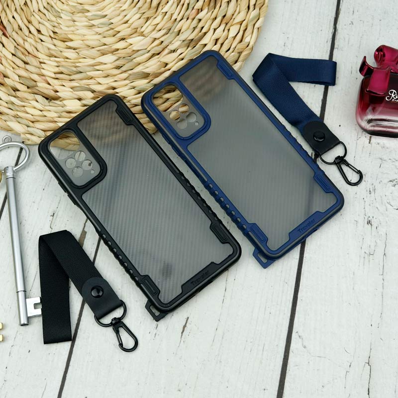 قاب PC Carbon محافظ لنز دار + بند آویز Xiaomi Redmi Note 11