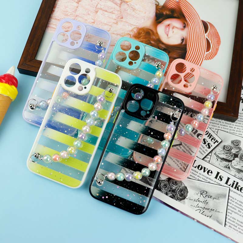 قاب فانتزی بند مرواریدی محافظ لنزدار iPhone 13 Pro Max